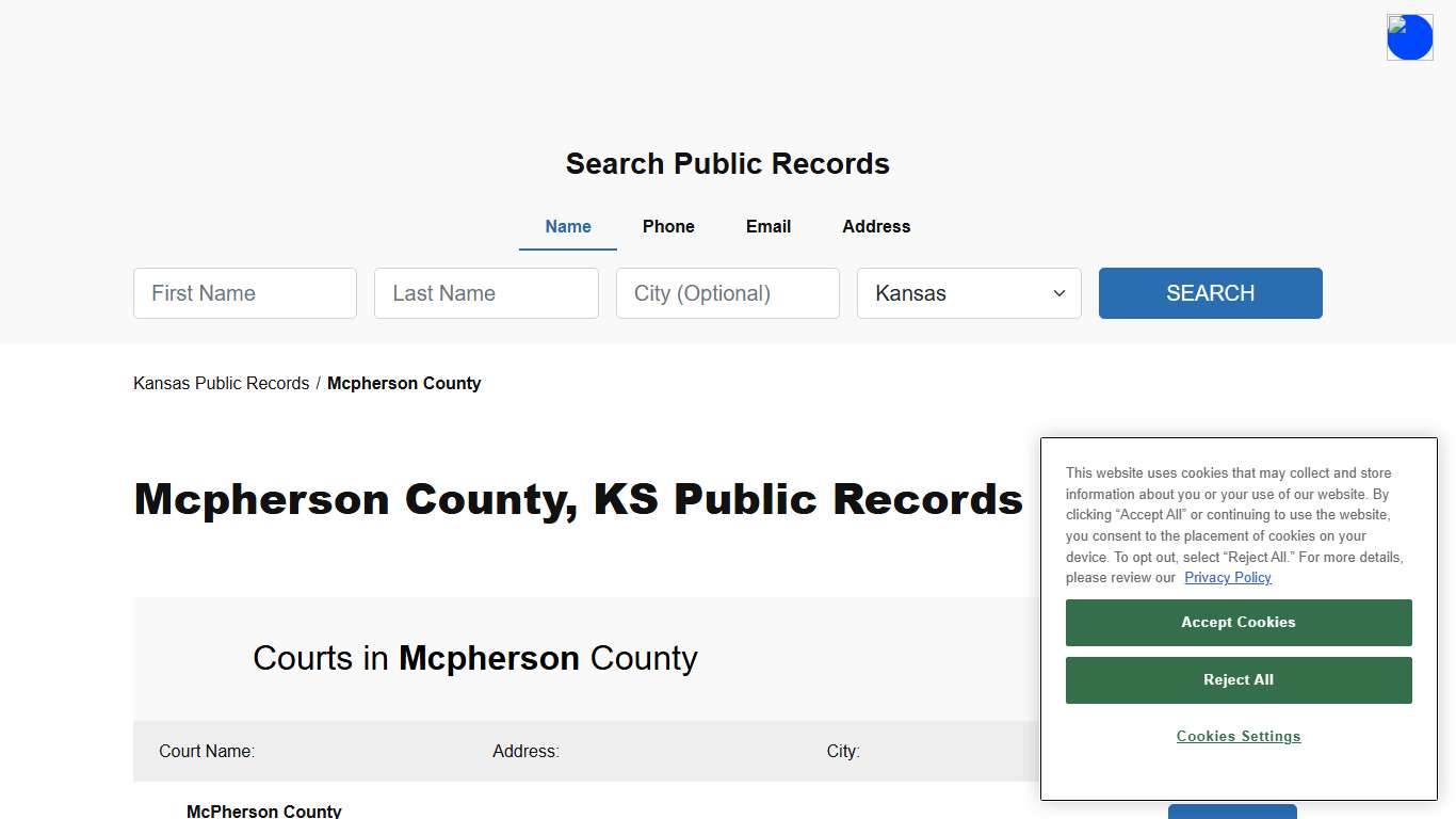 Mcpherson County, KS Public Court, Arrest and Inmate Records - ThePublicIndex