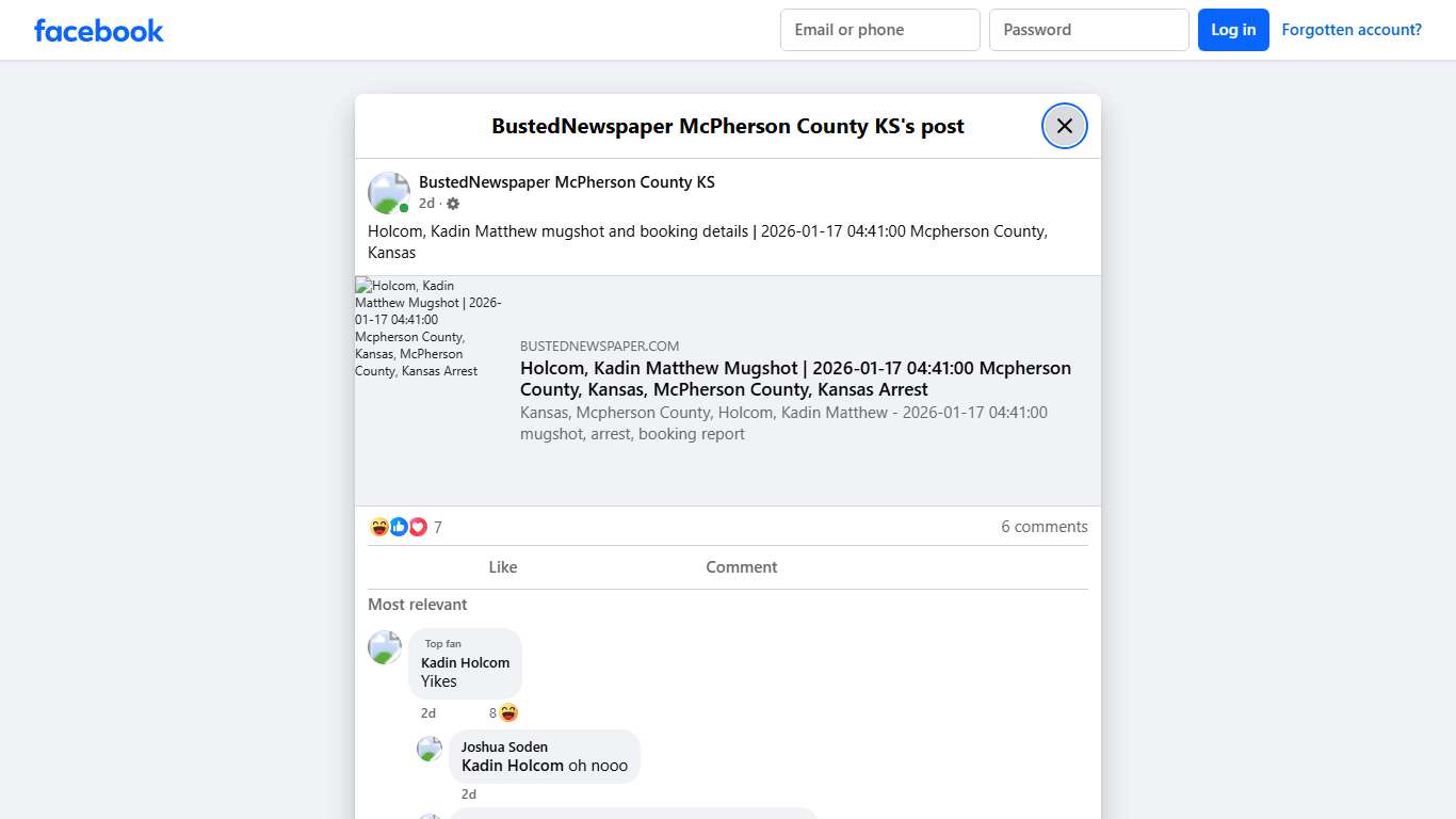 Holcom, Kadin... - BustedNewspaper McPherson County KS | Facebook