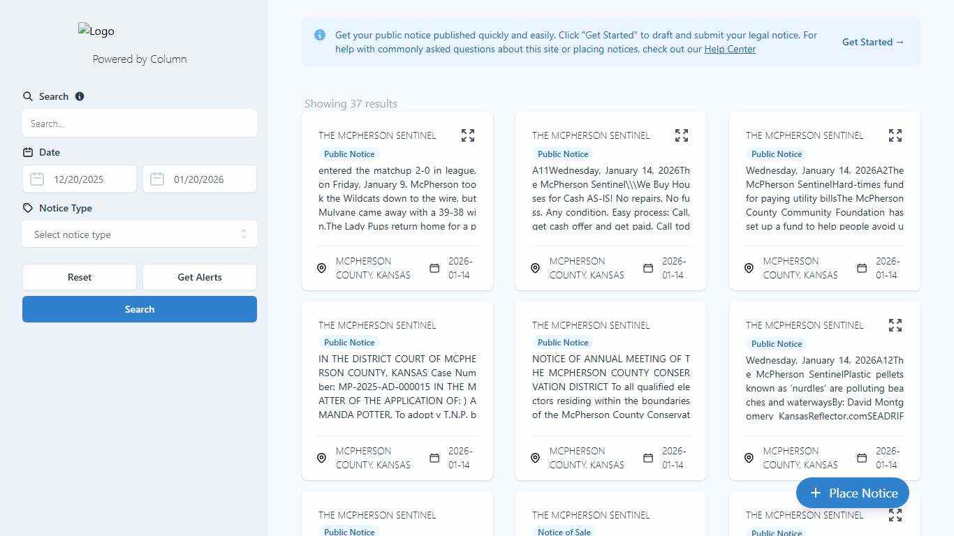 Public Notices | The McPherson Sentinel